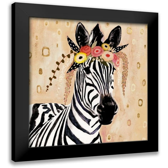 Borges, Victoria 20x20 Black Modern Framed Museum Art Print Titled - Klimt Zebra I
