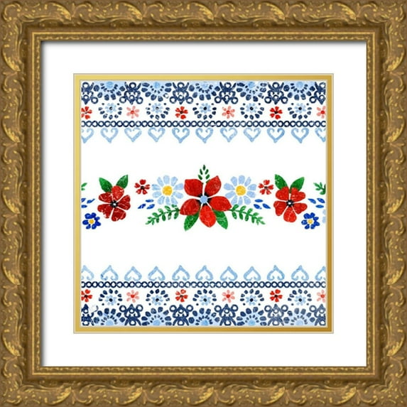 Borges, Victoria 20x20 Gold Ornate Wood Framed with Double Matting Museum Art Print Titled - Azure Blume II