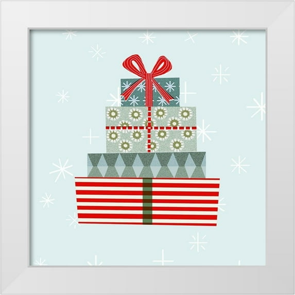 Borges, Victoria 26x26 White Modern Wood Framed Museum Art Print Titled - Holiday Llama Collection C