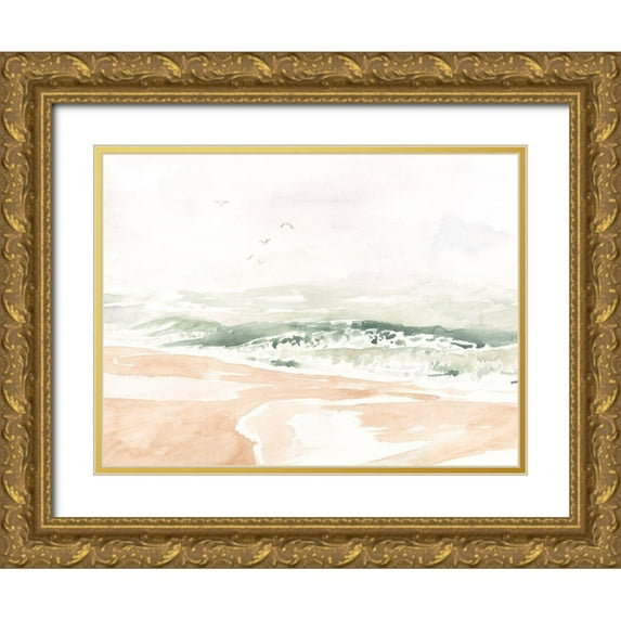 Borges, Victoria 32x25 Gold Ornate Wood Framed with Double Matting Museum Art Print Titled - Sandy Surf I