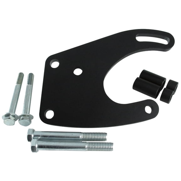 Borgeson 802409 Power Steering Pump Bracket; Painted Black Steel; Saginaw Style Pump; Incl. Hardware; Fits select: 1966-1968,1969-1970 FORD MUSTANG