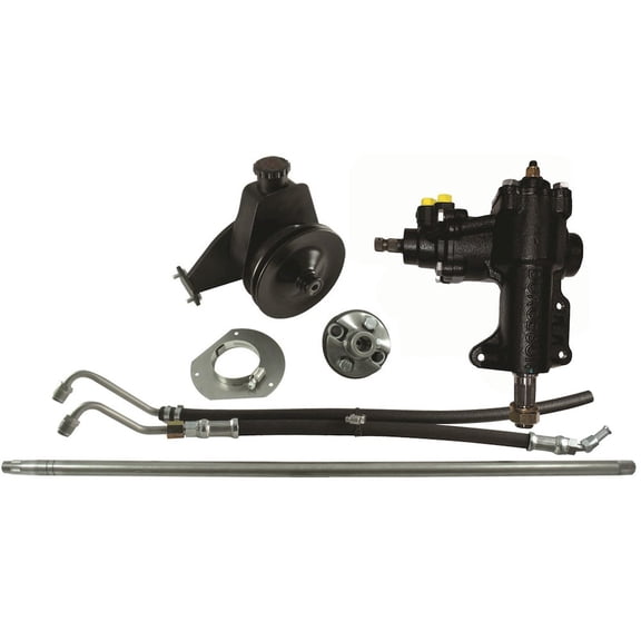 Borgeson 999026 Power Steering Box 16 to 1 Ratio Brackets Joints Lines Pump Iron - Ford Inline-6 Fits select: 1966 FORD MUSTANG