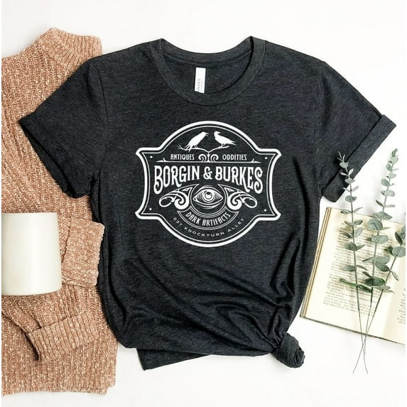 Borgin & Burkes T-shirt Unusual And Ancient Shirt Wizarding Artefacts Gift Bookish Tee Reader Top Reading Magic Shirts Women's Wizard Book