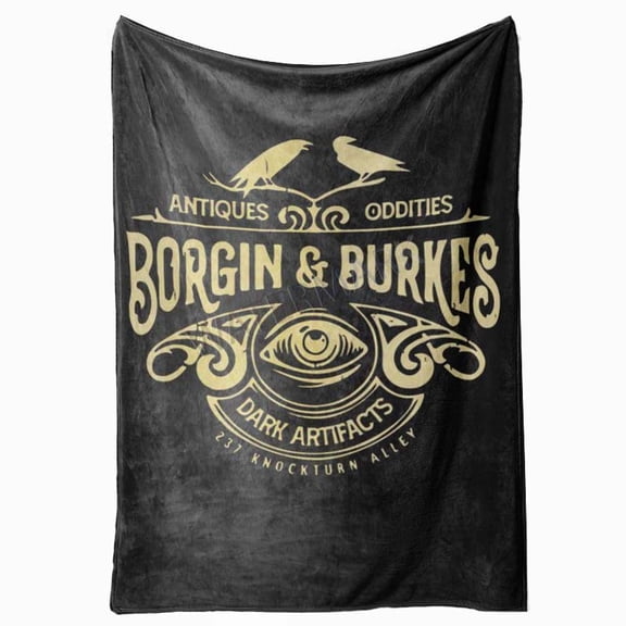 Borgin & Burkes Wizarding Artifacts Flannel Blanket Vintage Style All Seasons Digital Print Soft Touch Cozy and Durable Sofa Throw with Eye Design and Raven Illustration Mystical