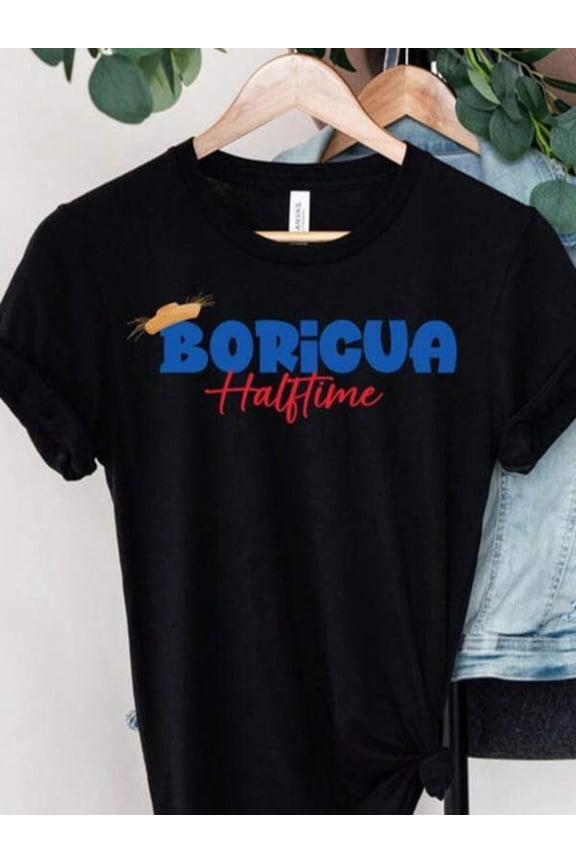 Boricua Halftime Puerto Rico Pride Graphic T-Shirt Retro Funny Cultural Unisex Short Sleeve Tee