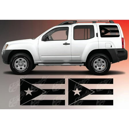 Boricua Puerto Rico Flag Side Rear Window Vinyl Decal Sticker Set for Cars and Trucks Custom Made to Fit Any Vehicle - Set of Two