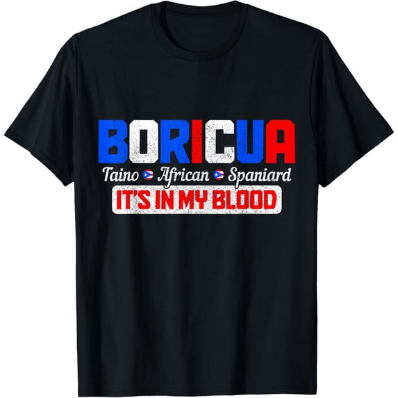 Boricua Puerto Rico Pride Puerto Rican Taino African Spanish T-ShirtMen's and women's gift, black and white T-shirt, size: Extra large S-4XL