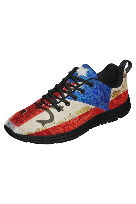 Boricua Puerto Rico Running Shoes Sneakers Mesh Black Size 3.5