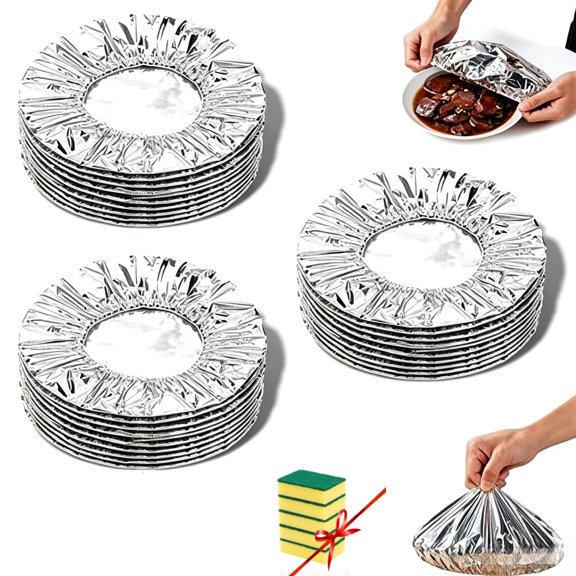 Borikise Aluminumfoil Food Covers Pop-Up Reusable Insulation Thermal Dish Cover Easy to Use Protective Shield for Kitchen Bowls Picnic Leftovers