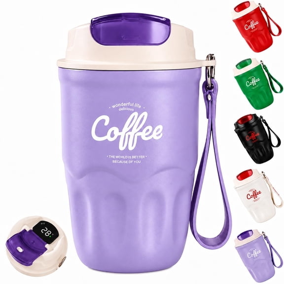 Borikise Coffee Vacuum Flask with Smart LED Temperature Display and Leak-Resistant Lid for Office and Commute Daily Use