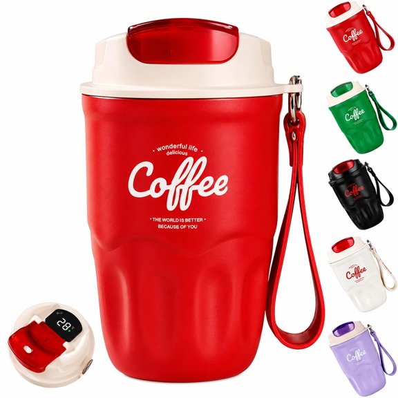 Borikise Coffee Vacuum Flask with Smart LED Temperature Display and Leak-Resistant Lid for Office and Commute Daily Use