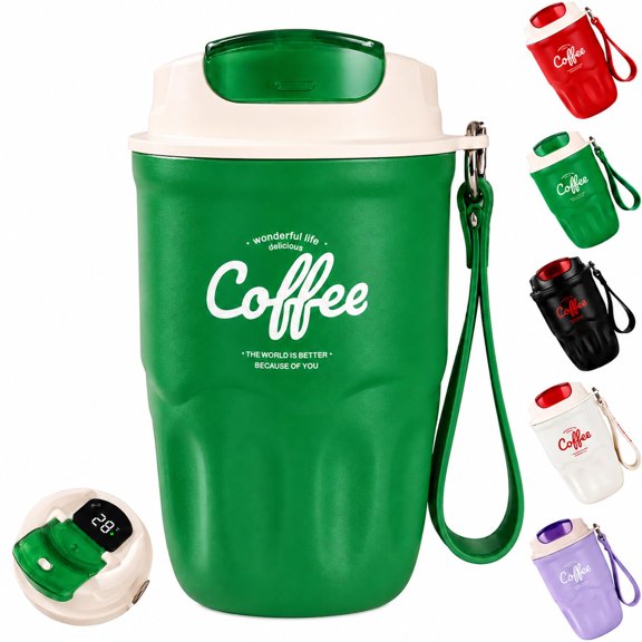 Borikise Coffee Vacuum Flask with Smart LED Temperature Display and Leak-Resistant Lid for Office and Commute Daily Use
