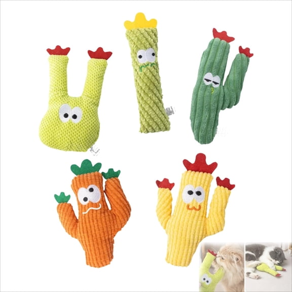 Borikise Handmade Soft Cactus Kitten Chew with Catnip Gentle Dental Health Grinding Teether for Indoor Cats Pouncing