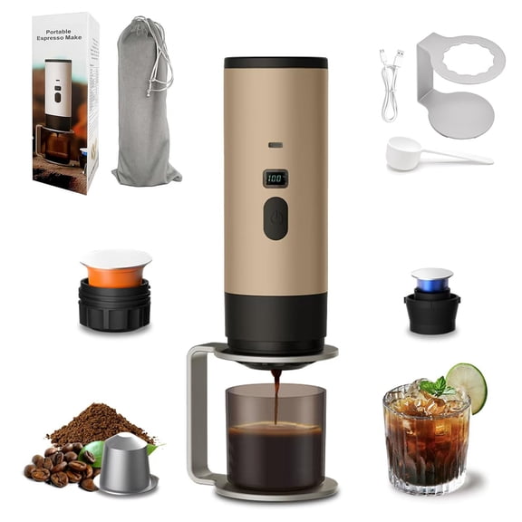 Borikise Portable Espresso Maker, 15 Bar Electric Travel Coffee Maker with LED Screen & 90ml Sink, Perfect for Office Use