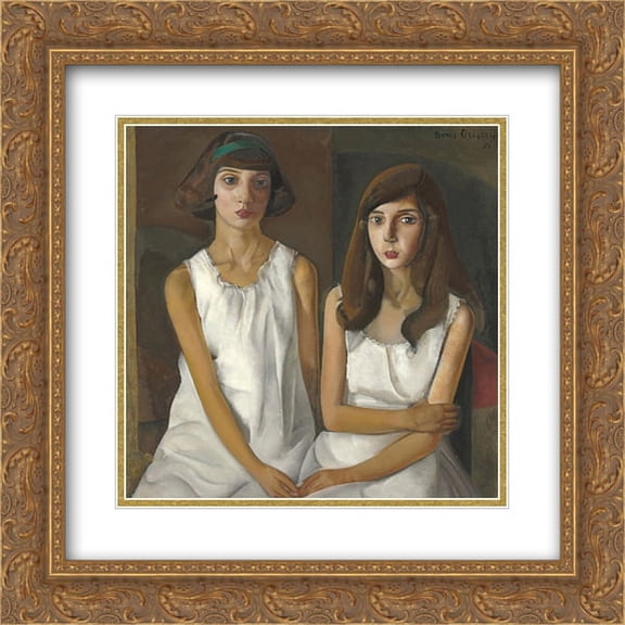 Boris Grigoriev 2x Matted 20x20 Gold Ornate Framed Art Print 'The Twins'