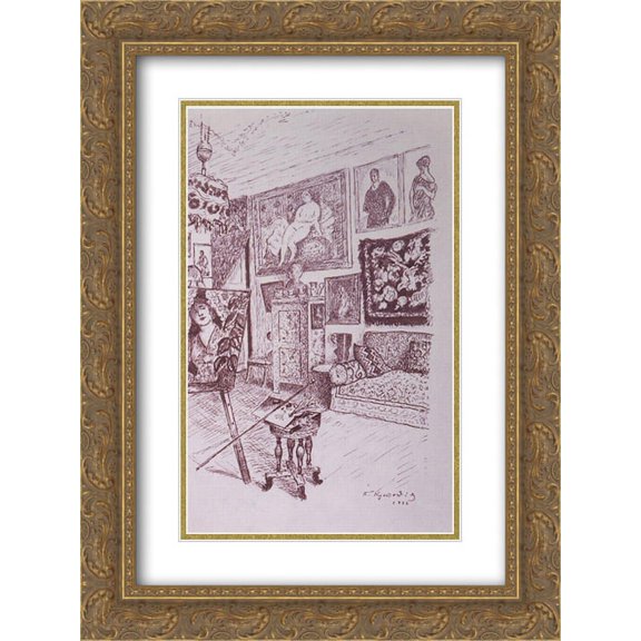 Boris Kustodiev 2x Matted 18x24 Gold Ornate Framed Art Print 'Workshop'