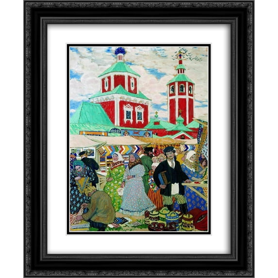 Boris Kustodiev 2x Matted 20x24 Black Ornate Framed Art Print 'At The Fair'