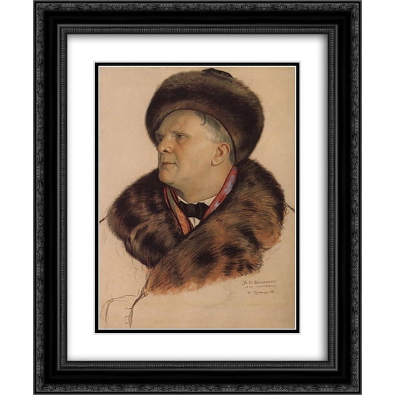 Boris Kustodiev 2x Matted 20x24 Black Ornate Framed Art Print 'Portrait of F.I. Chaliapin'
