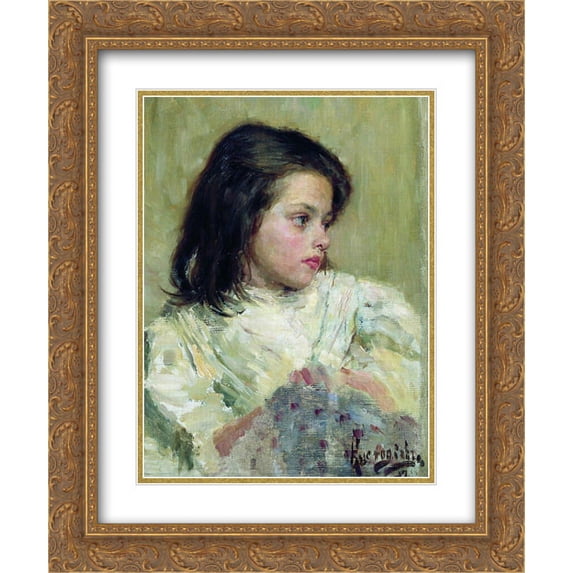 Boris Kustodiev 2x Matted 20x24 Gold Ornate Framed Art Print 'A Girl. Sketch'
