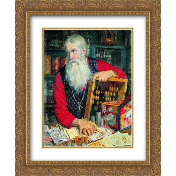 Boris Kustodiev 2x Matted 20x24 Gold Ornate Framed Art Print 'A Merchant'