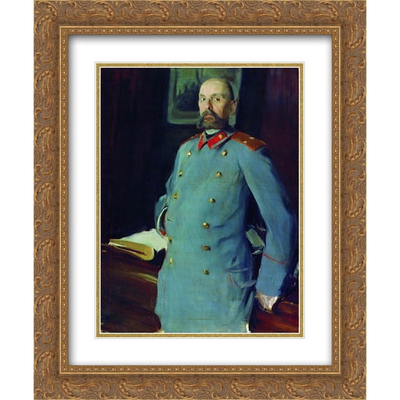 Boris Kustodiev 2x Matted 20x24 Gold Ornate Framed Art Print 'Portrait of the commandant of the Mariinsky Palace, Major-General Pavel Shevelev'