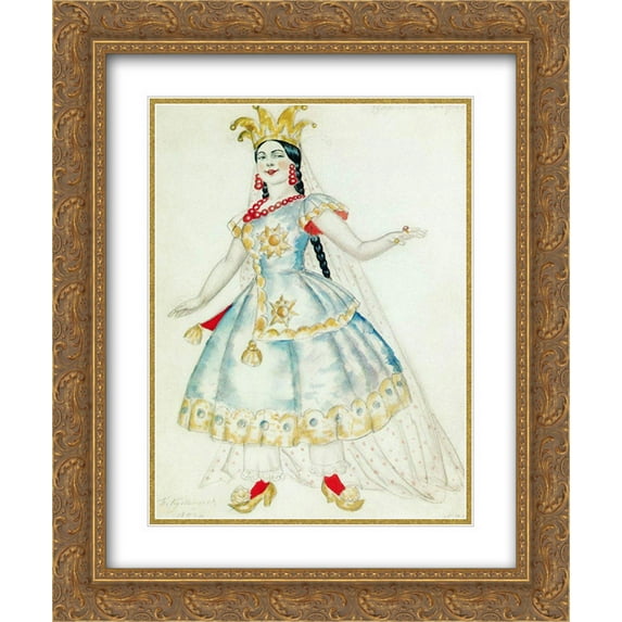 Boris Kustodiev 2x Matted 20x24 Gold Ornate Framed Art Print 'Princess Anfisa'
