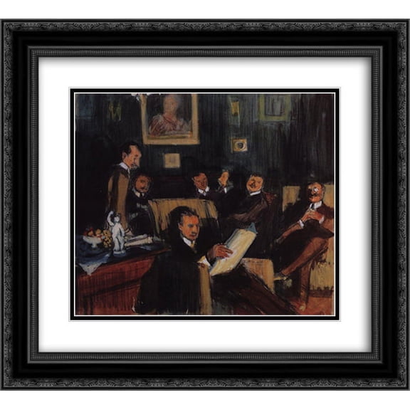 Boris Kustodiev 2x Matted 22x20 Black Ornate Framed Art Print 'Group portrait of painters of the World of Art'