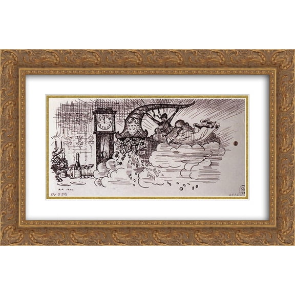 Boris Kustodiev 2x Matted 24x16 Gold Ornate Framed Art Print 'Fortune with cornucopia (Outro)'
