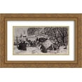 thumbnail image 1 of Boris Kustodiev 2x Matted 24x16 Gold Ornate Framed Art Print 'Headpiece (Winter Street)', 1 of 2