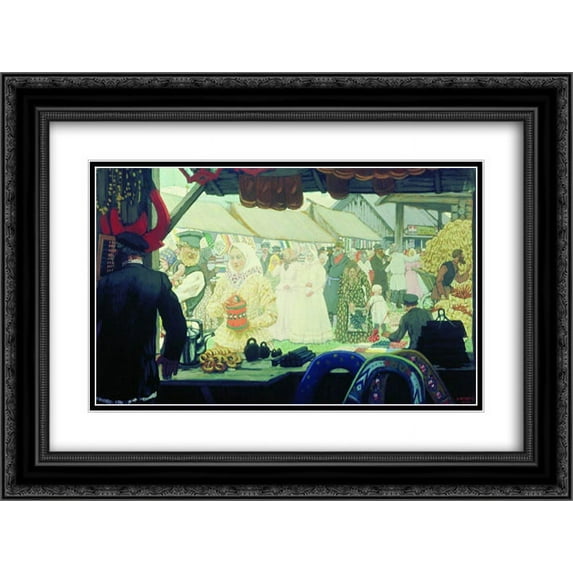Boris Kustodiev 2x Matted 24x18 Black Ornate Framed Art Print 'Fair'