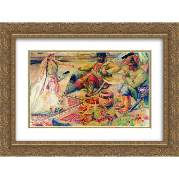 Boris Kustodiev 2x Matted 24x18 Gold Ornate Framed Art Print 'Stenka Razin'