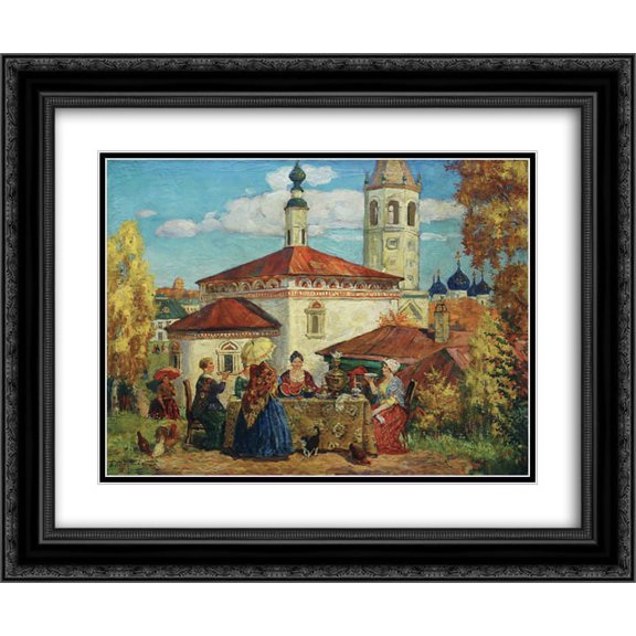 Boris Kustodiev 2x Matted 24x20 Black Ornate Framed Art Print 'At the Old Suzdal'