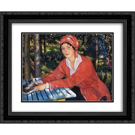 Boris Kustodiev 2x Matted 24x20 Black Ornate Framed Art Print 'Portrait of Countess Grabowska'
