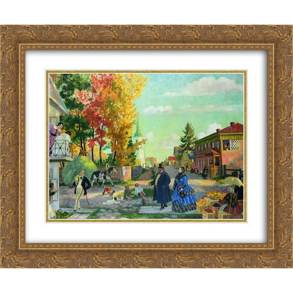 Boris Kustodiev 2x Matted 24x20 Gold Ornate Framed Art Print 'Autumn festivities'