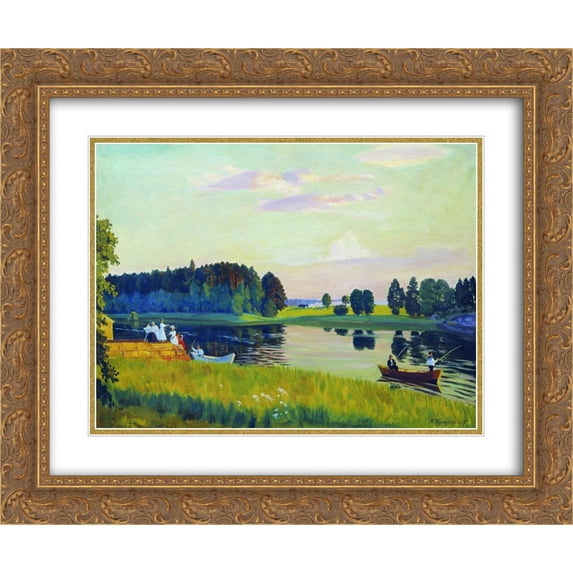 Boris Kustodiev 2x Matted 24x20 Gold Ornate Framed Art Print 'Konkol (Finland)'