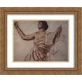 thumbnail image 1 of Boris Kustodiev 2x Matted 24x20 Gold Ornate Framed Art Print 'Seated Woman with a book', 1 of 2
