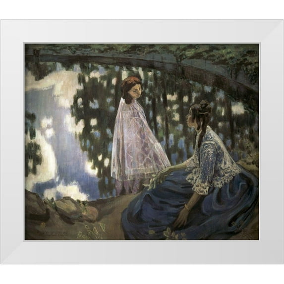 Borisov-Musatov, Viktor E. 14x12 White Modern Wood Framed Museum Art Print Titled - Pond