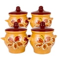 thumbnail image 1 of Borisovskaya Keramika Clay Baking Pot with Lid Set of 4 pcs 22 fl oz (650 ml) Ramekin with Lid Handmade Oven Cooking Pots Natural Red Clay Pot Clay Cookware Stoneware Bean Pots, Beige, 1 of 10