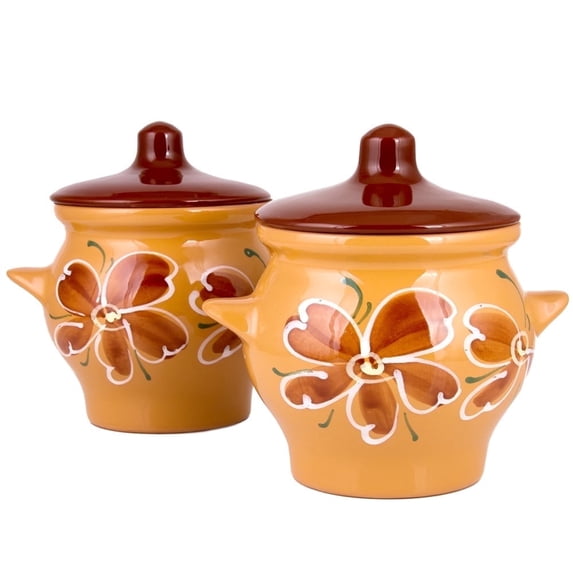 Borisovskaya Keramika Stoneware Ramekin Clay Pots for Cooking (Beige) (Set of 2) (650 ml)