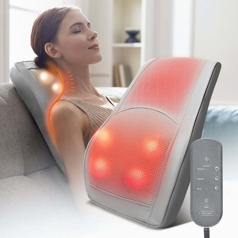 Boriwat Heated Back and Neck Massager with 3D Deep Tissue Kneading for Upper Spine Pain Relief Home Office Car Use Walmart