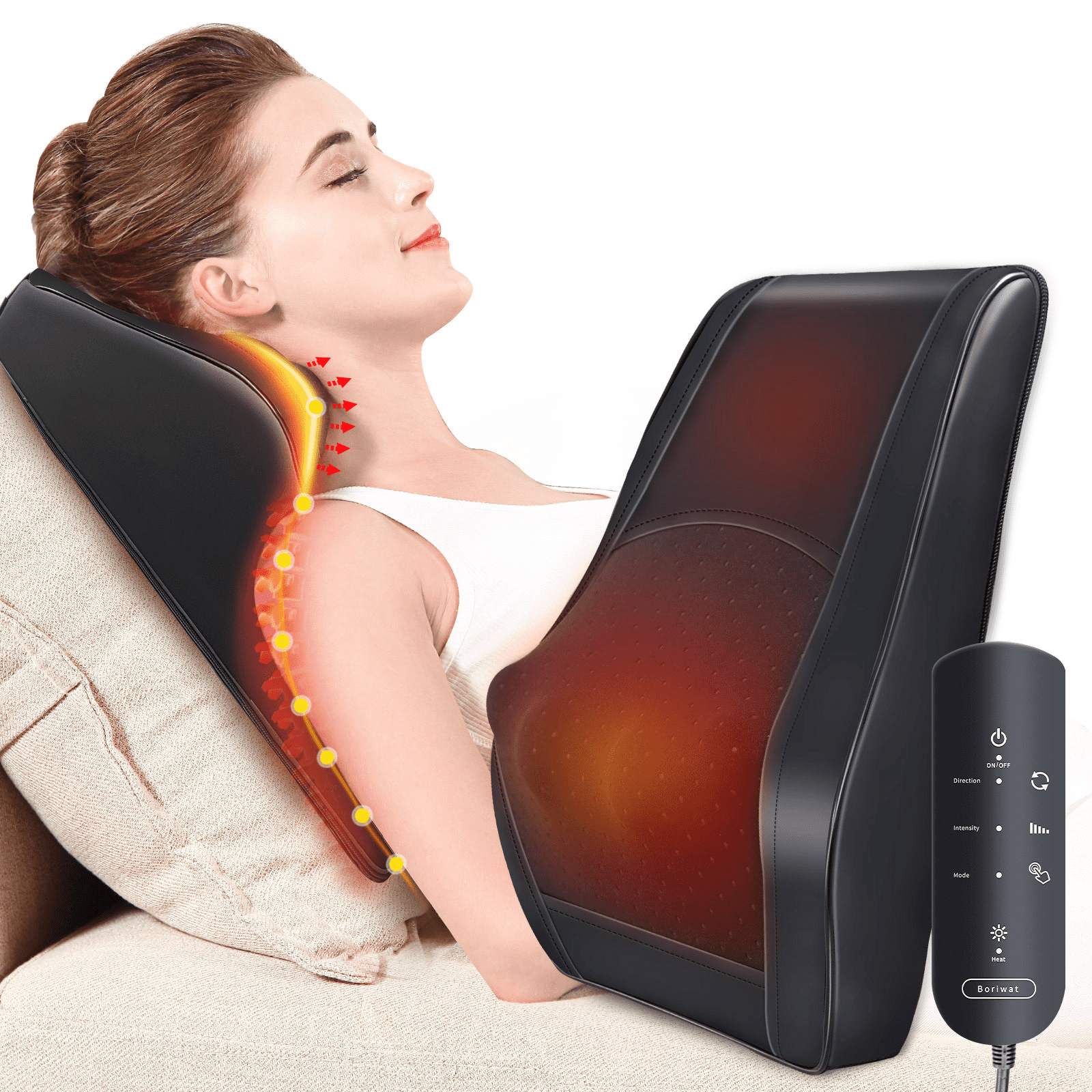 Boriwat Back Massager with Heat Shiatsu Back and Neck Massager for Muscle  Pain Relief and Relaxation 3D Kneading Massage Pillow for Neck and Back,  Shoulder, Leg, Ideal Gift for Stress Relief 