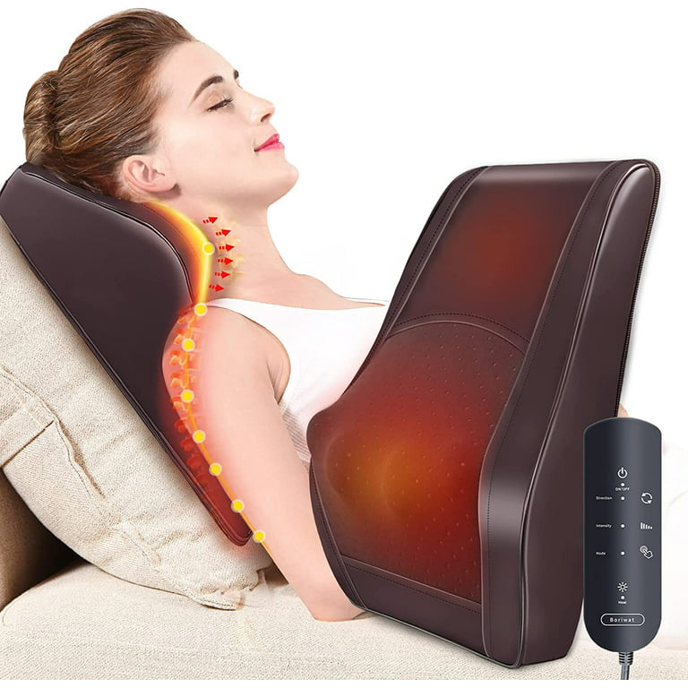 Boriwat Back Massager with Heat, Shiatsu Back and Neck Massager Pillow for Pain Relief, Massagers for Neck and Back, Shoulder, Leg, Perfect Gift for