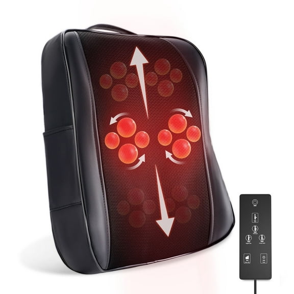 COSYSKY Shiatsu Back Massager with Heat, 4D Kneading Rolling Up and Down Back Massager, Track-Guided & Lower Back and Shoulder Massager