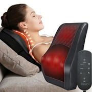Back Massager with Heat, Boriwat Shiatsu Neck Massager Pillow for Pain Relief Stress Relax at Home Office Car, Black