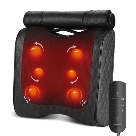 Shiatsu Back Massager with Heat-Electric Back Massager for Deep Tissue-Up and Down Rolling Massage Heated Lower Back Massager for Office Home Car
