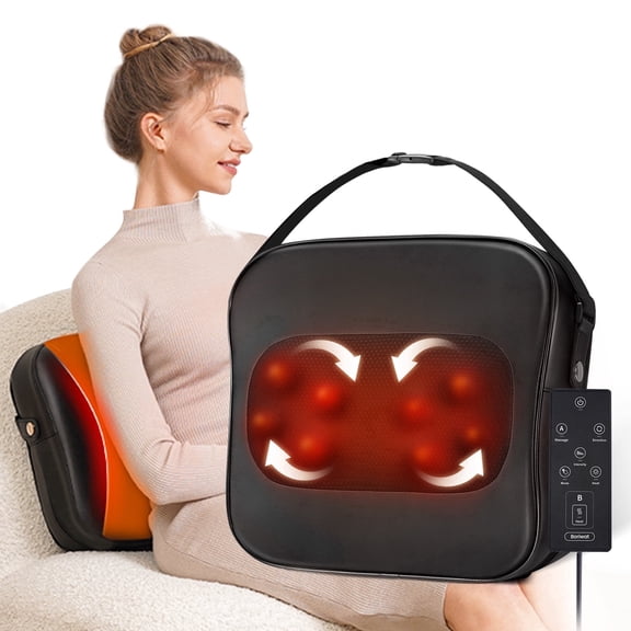 Shiatsu Back and Neck Massager with Heat, Deep Tissue Kneading Pillow for Office Chair, Gifts for Mom Dad