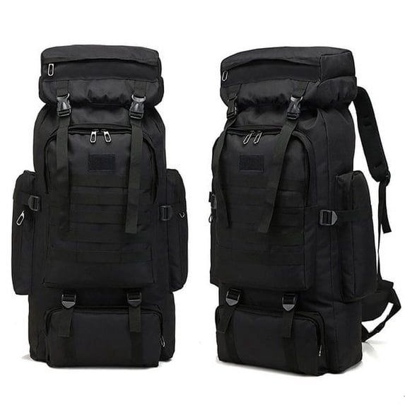 Boriyuan 80L Backpack, 1 Pc Large Capacity Waterproof Oxford Hiking Backpack, Outdoor Black Sport Bag for Camping Trekking Black