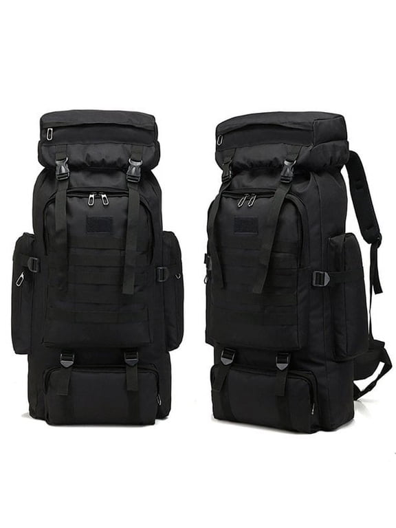 80L Backpack, 1 Pc Large Capacity Waterproof Oxford Hiking Backpack, Outdoor Black Sport Bag for Camping Trekking Black
