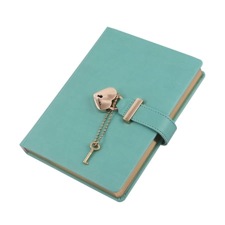 Boriyuan Heart Shaped Lock Diary with Key, PU Leather Cover, B6 Journal Secret Notebook Gift for Women (7"x5.3", Green)