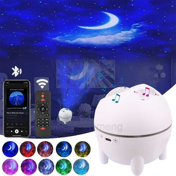 Boriyuan LED Galaxy Projector Lamp Starry Sky Night Light, Ocean Moon Star Speaker Remote